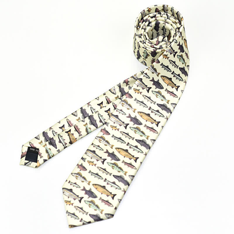 Men's Creative Funny Printed Necktie - Fishes - image 11