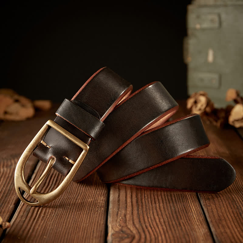 Men's Heavy Duty Copper Buckle Leather Belt - image 2