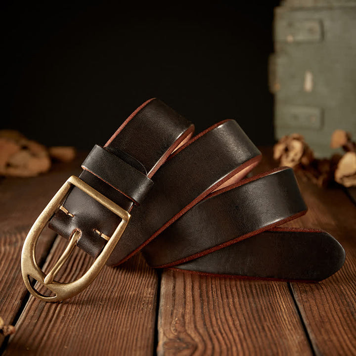 Men's Heavy Duty Copper Buckle Leather Belt - image 2