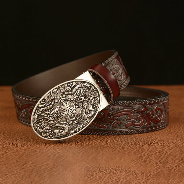 Men's Double Dragon Battling Leather Belt