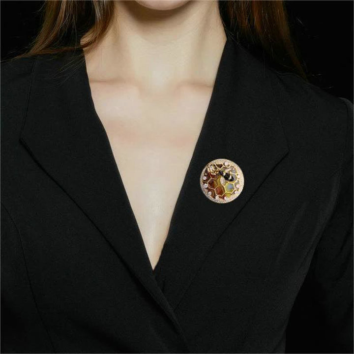 Women's Bee Hive Honeycomb Brooch