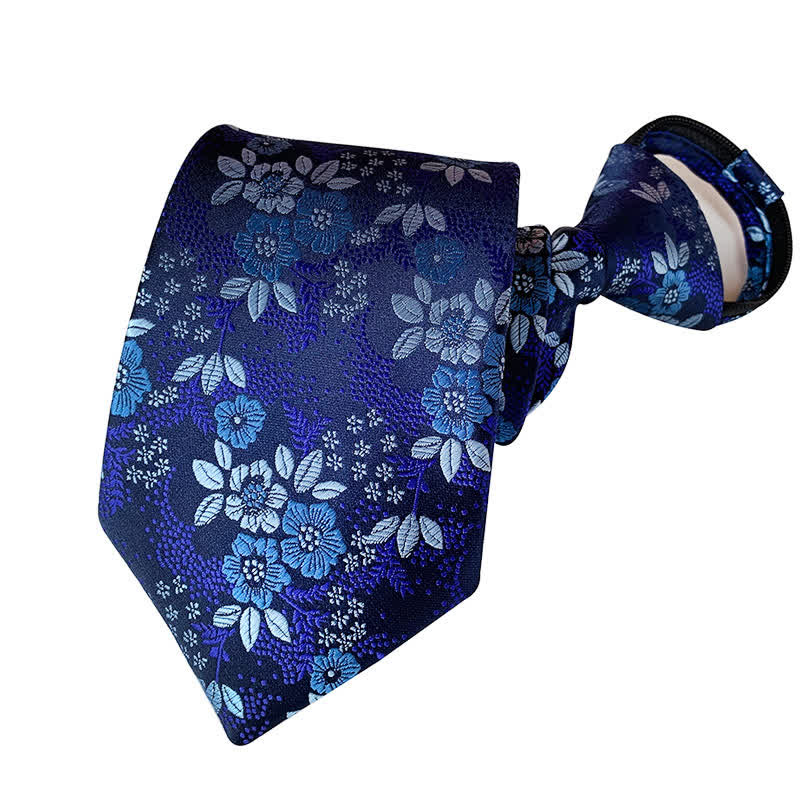 Men's Retro Paisley Zipper Tie Floral Necktie