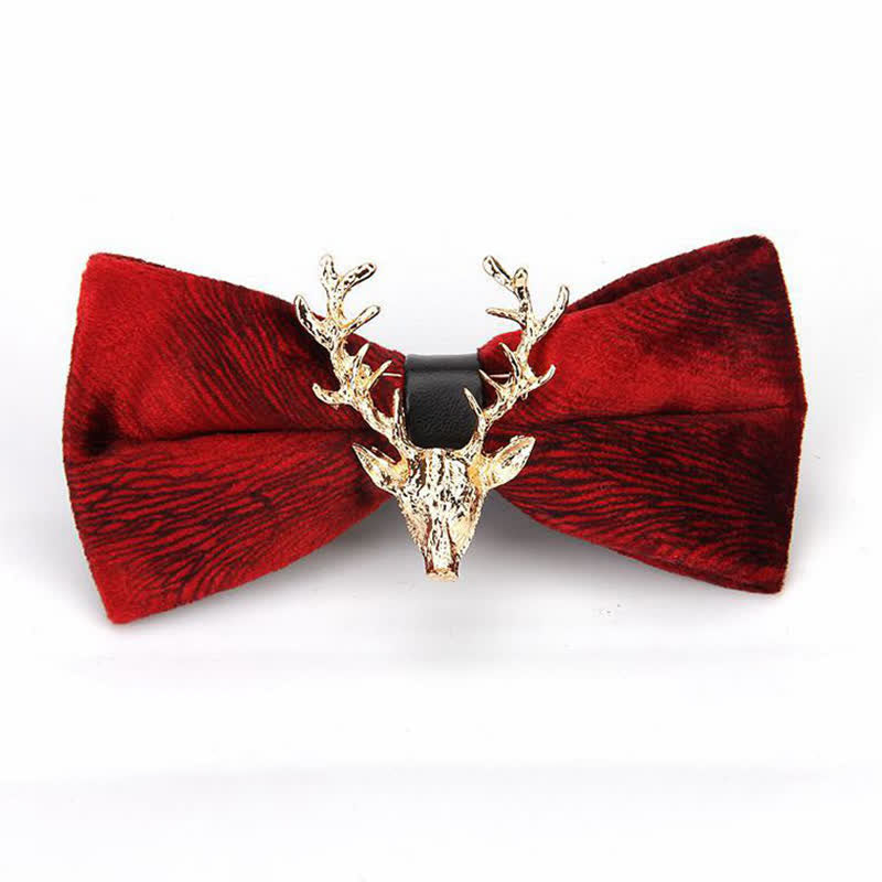 Men's Reindeer Head Velvet Bow Tie