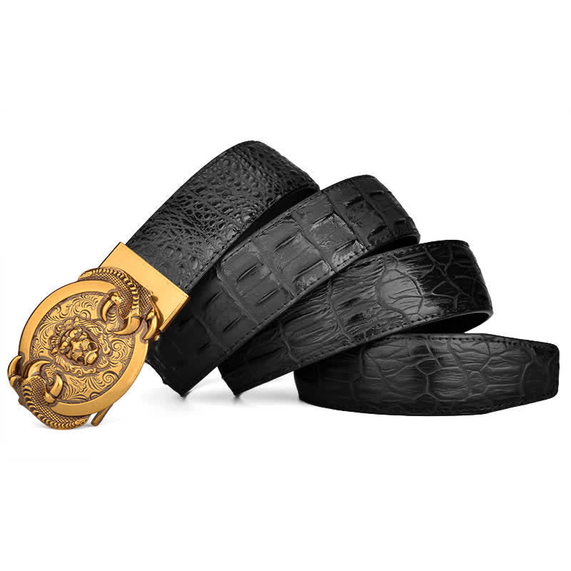 Men's Savage Lion Crocodile Pattern Automatic Leather Belt