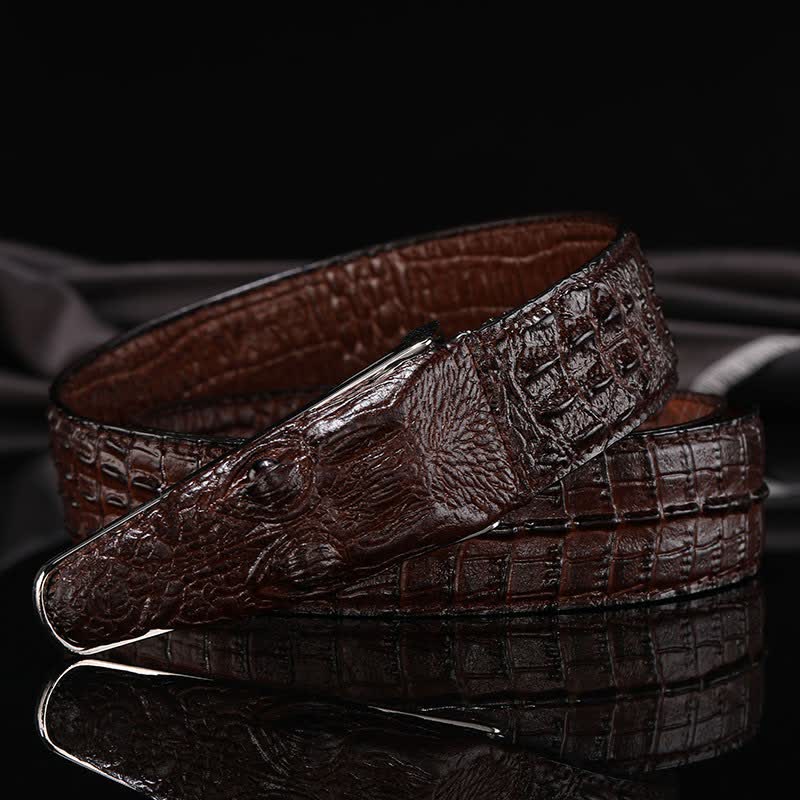 Men's Lifelike Crocodile Head Buckle Leather Belt