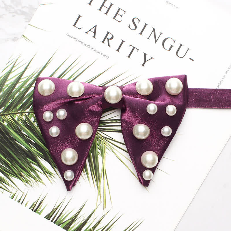 Pearls Bright Oversized Pointed Bow Tie - Purple - image 14