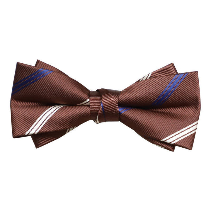 Men's Versatile Coffee Striped Bow Tie