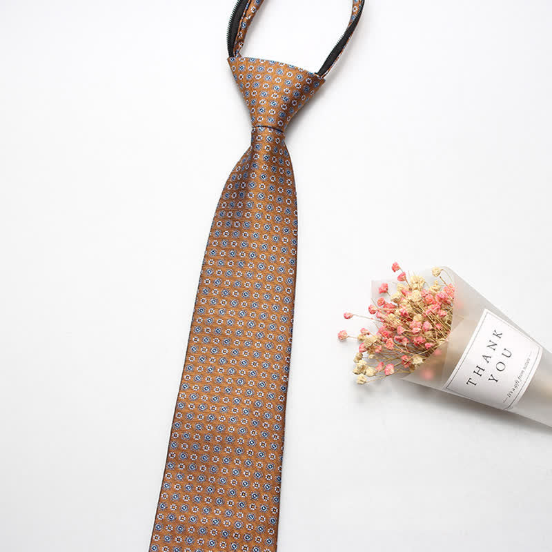 Men's Retro Paisley Flower Zipper Tie Necktie