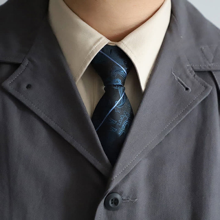 Men's Elegant Zipper Tie Paisley Striped Necktie - Teal Paisley - image 5