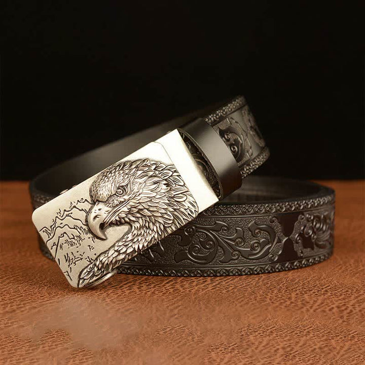 Men's Eagle Head Carved Leather Belt