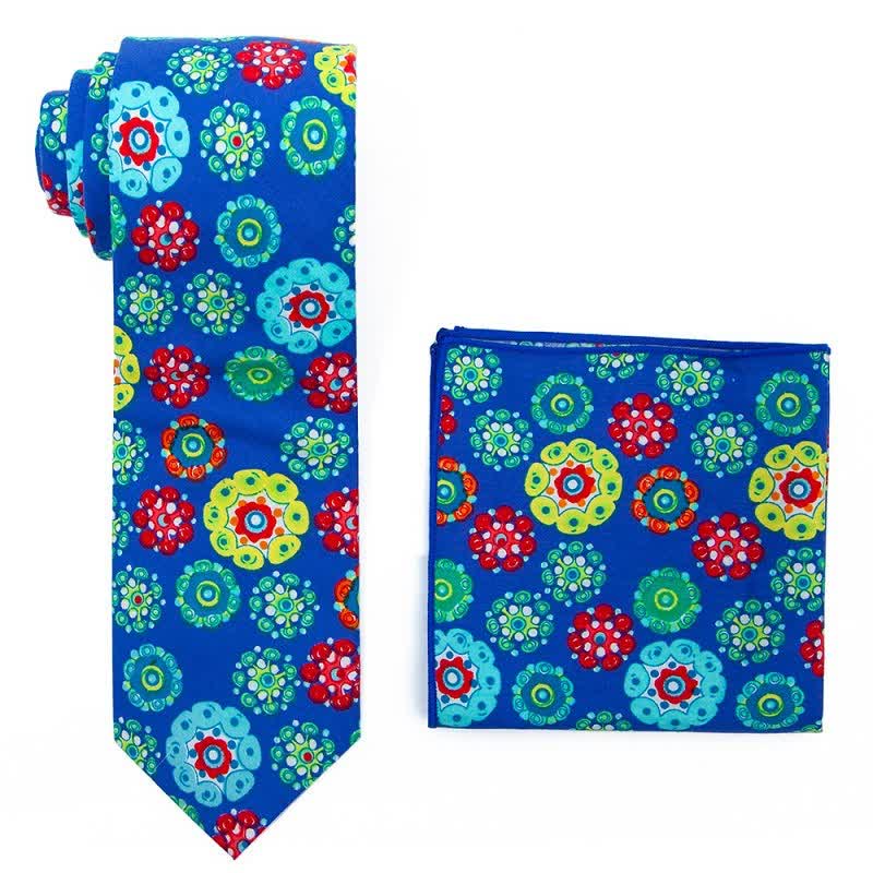 2Pcs Men's Bohemian Style Floral Necktie Set