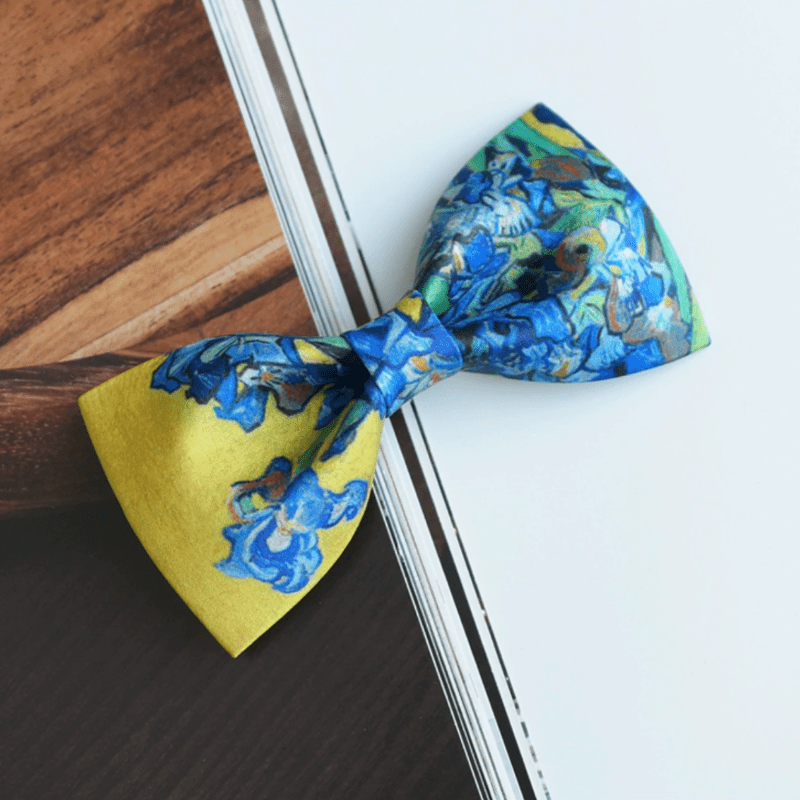 Men's Creative Oil Printing Yellow Iris Bow Tie