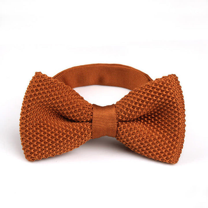 Men's Solid Color Double Layer Knitted Bow Tie