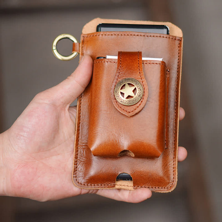 Star Magnetic Suction Leather Phone Belt Bag