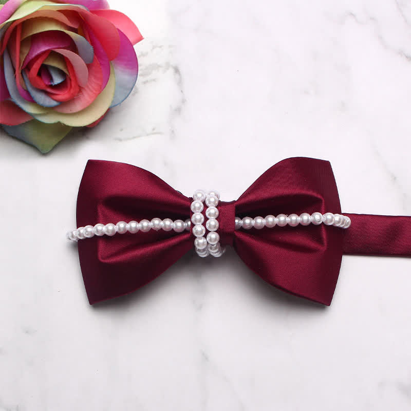 Men's Pearl Decor Chain Bow Tie