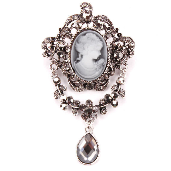 Women's Maiden Cameo Teardrop Brooch