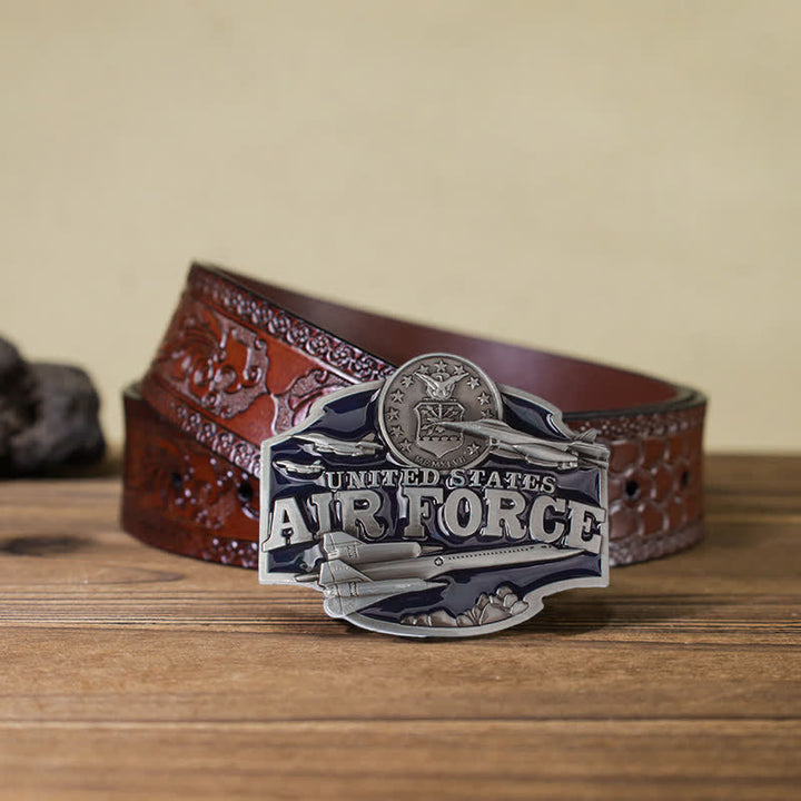 Men's DIY United States Air Force Buckle Leather Belt