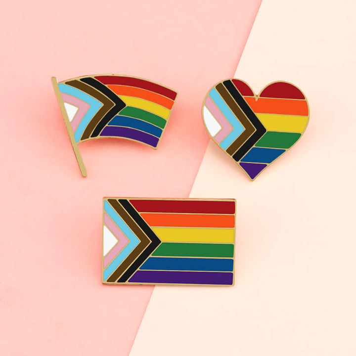 3Pcs Show Your Pride Rainbow Flag Brooch