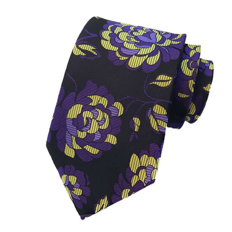 3Pcs Men's Showy Peony Floral Necktie Set