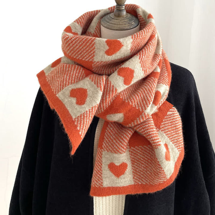 Women's Chunky Love Plaid Double-Sided Scarf