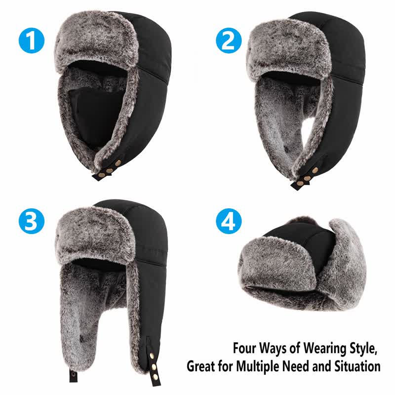 Skiing Windproof Faux Rabbit Fur Trapper Hat