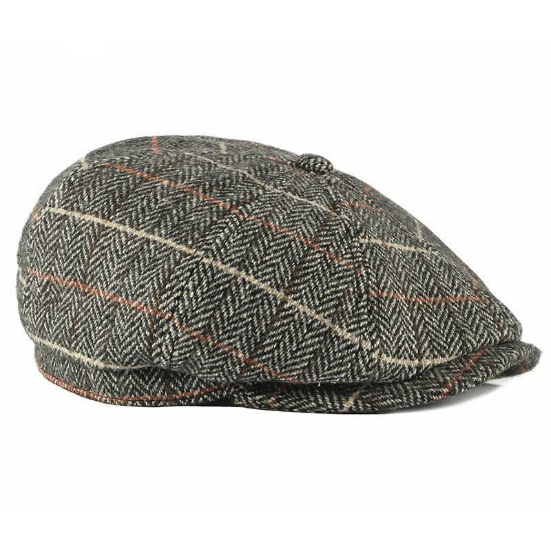 British Plaid Octagonal Cabbie Beret Cap