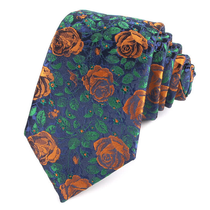 Men's Elegant Roses Leaves Necktie