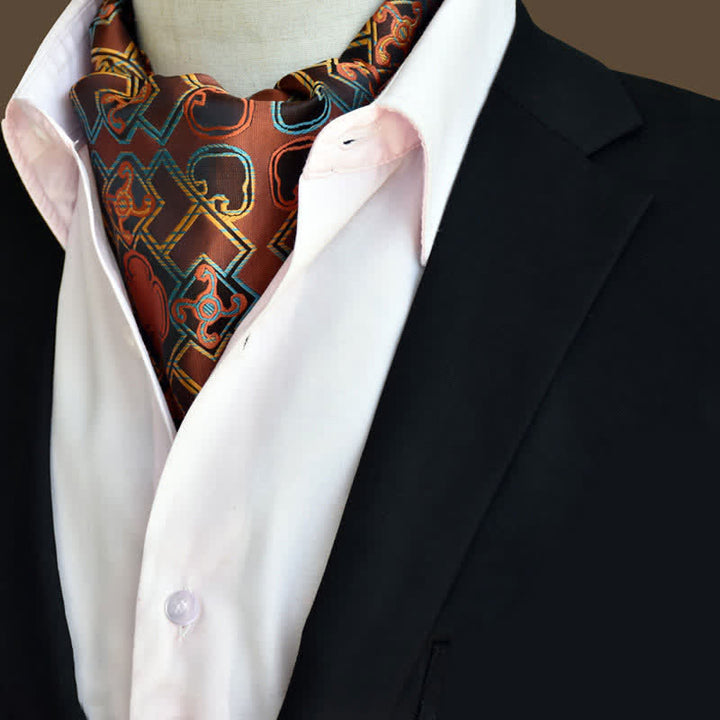 SaddleBrown Leisure Prom Gents Floral Ascot Paisley Cravat