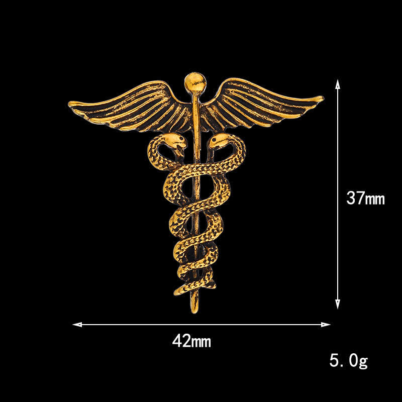 Men's Caduceus Double Snakes Brooch