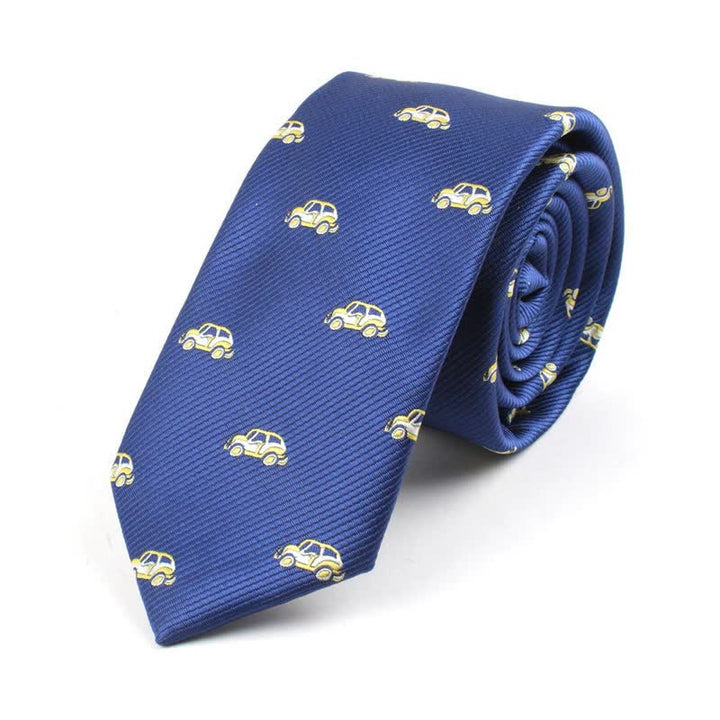 Men's Cute Cartoon Motifs Necktie - Blue Car - image 21