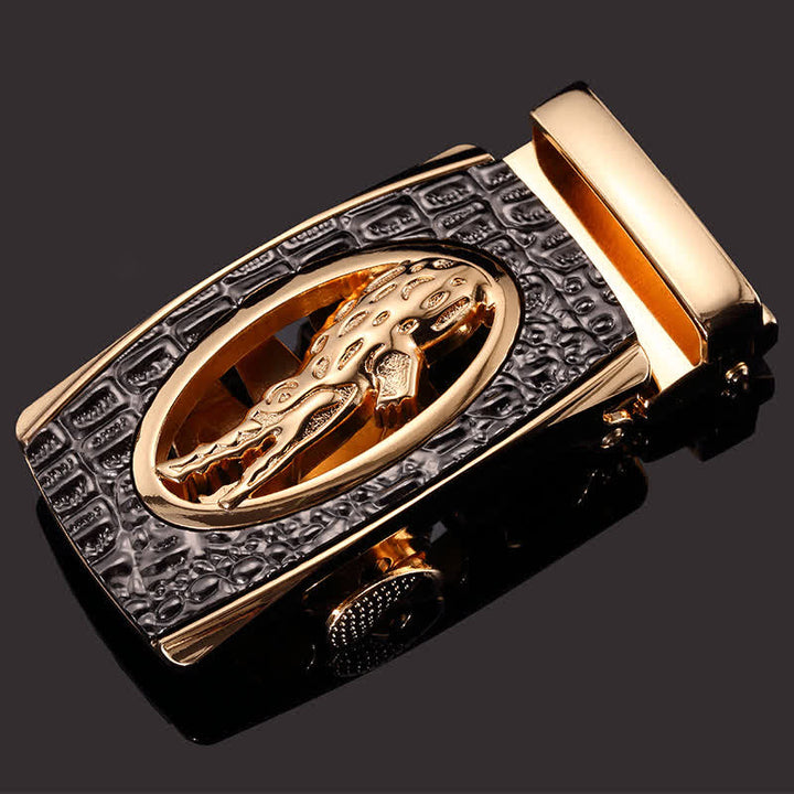 Men's DIY Hollow Crocodile Automatic Buckle Leather Belt