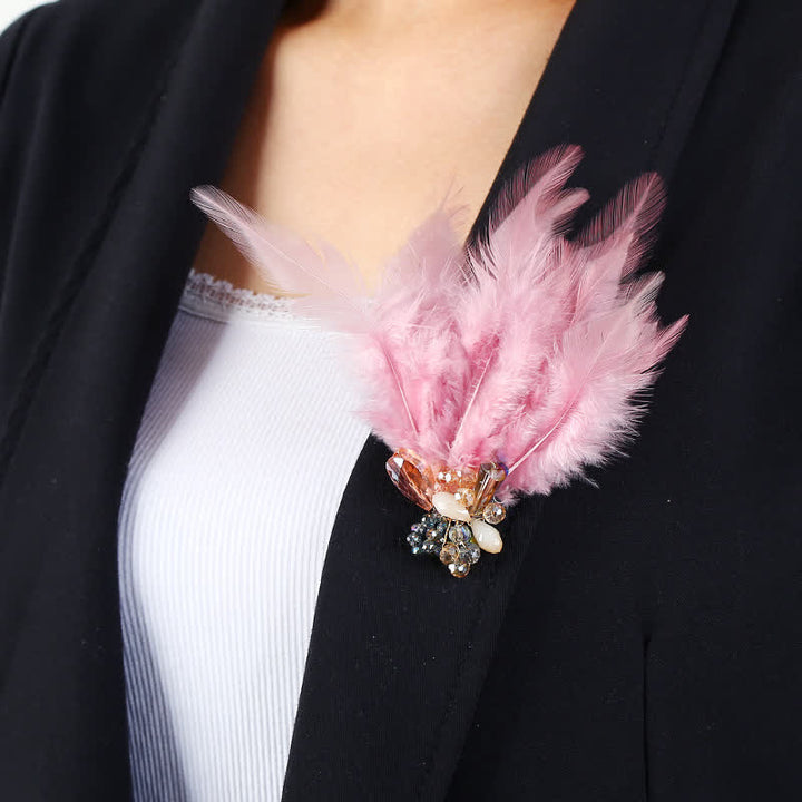 Women's Luxury Crystal Branch Snowflake Feather Brooch