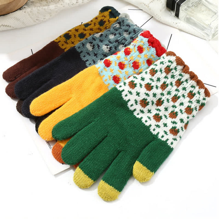 Women's Full Finger Gardening Touch Screen Knit Gloves