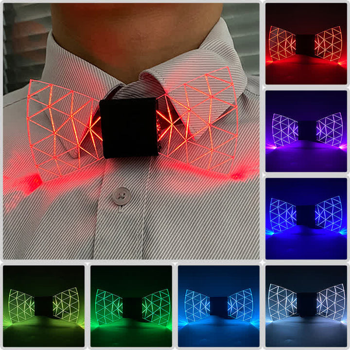 7 Colors Neon LED Diamond Pattern Acrylic Bow Tie