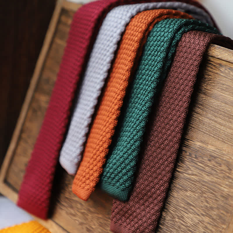 Men's Solid Color Knitted Narrow Slim Necktie