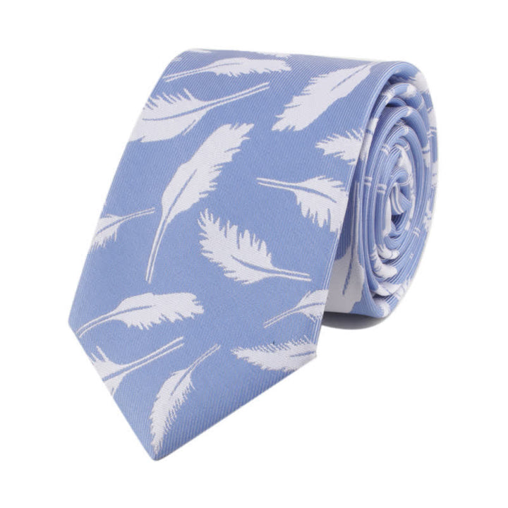 Men's Feather Printing Jacquard Necktie - SkyBlue - image 5