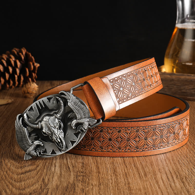 Men's Vintage Bull & Dual Eagles Leather Belt