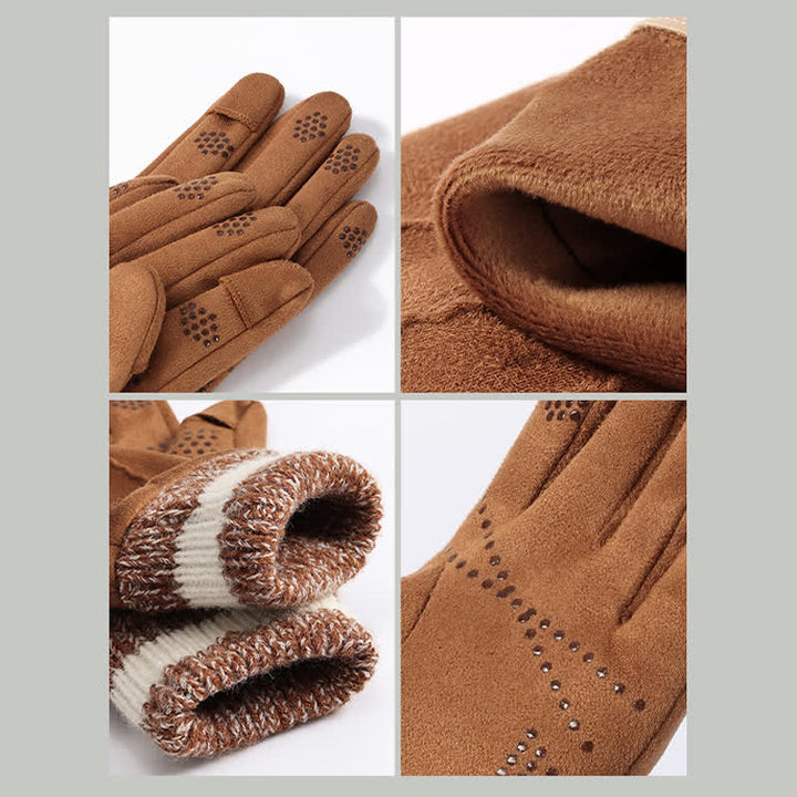 Unisex Suede Fleece Non-slip Flip Split Finger Gloves