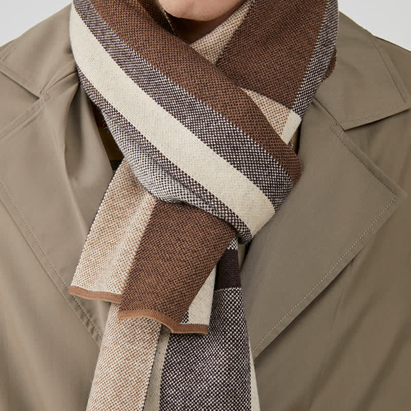 Men's Winter Classical Warm Plaid Stripe Scarf