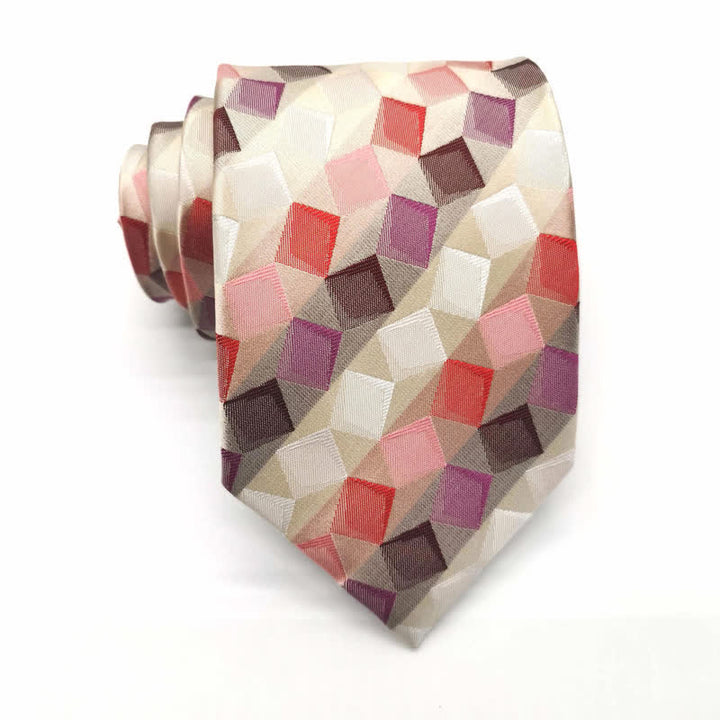 Men's Colorful Geometric Square Pure Silk Necktie