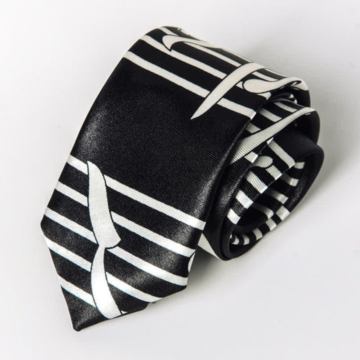 Men's Personality Piano Music Note Necktie - Black Music - image 10