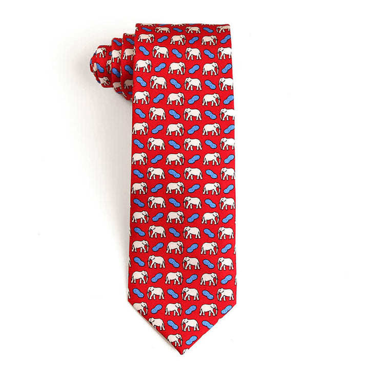 Men's Dancing Animal Motifs Pure Silk Necktie