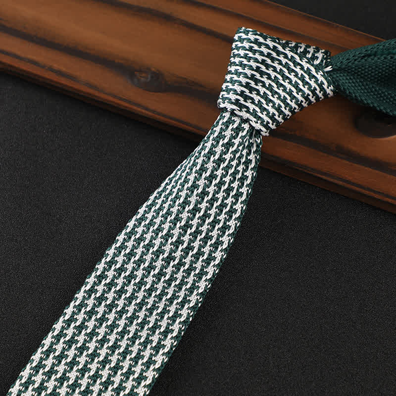 Men's Houndstooth Plaid Knitted Necktie