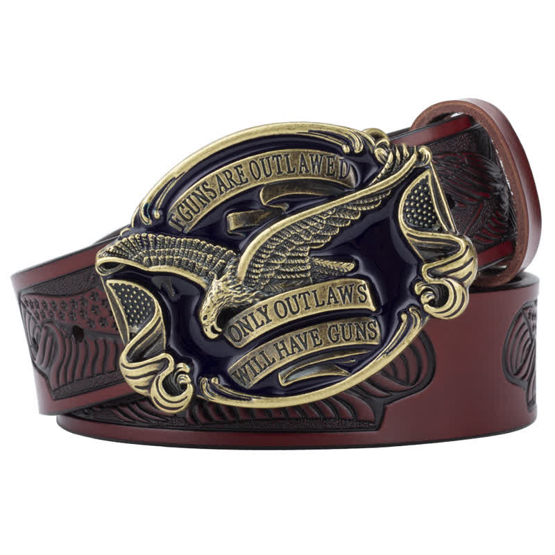 Men's Soaring Eagle American Flag Leather Belt