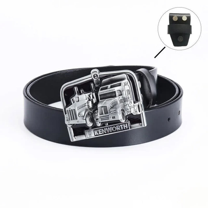 Men's Punk Truck Driver Enamel Buckle Leather Belt