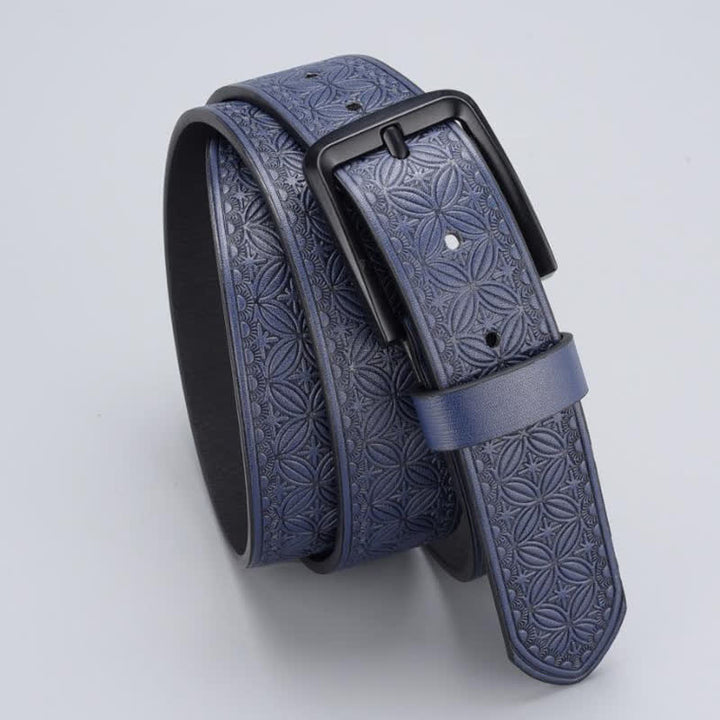 Men's Geometric Coin Embossing Leather Belt