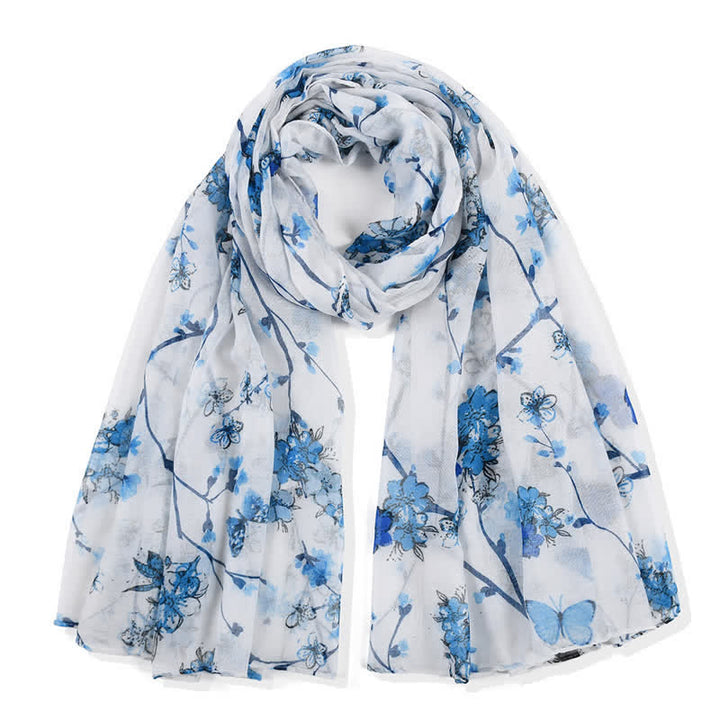 Women's Elegant Vibrant Floral Long Wrap Scarf