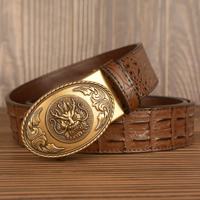 Men's Dragon Head Crocodile Pattern Leather Belt