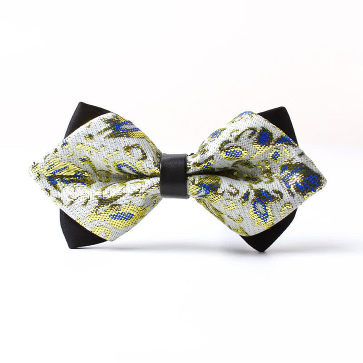 Men's Gold Hue Paisley Pointed Bow Tie