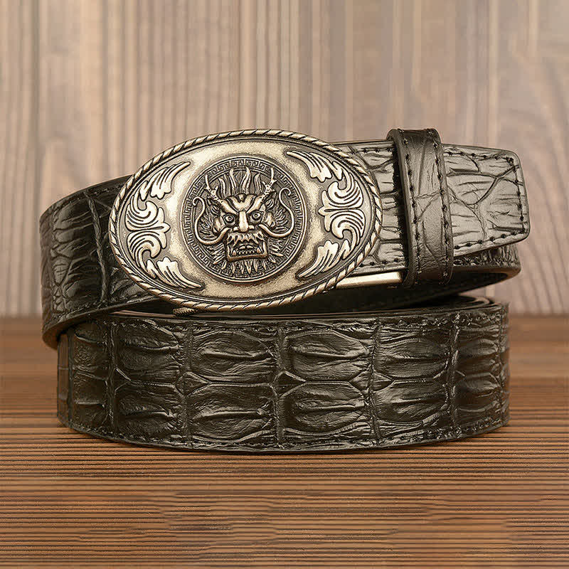 Men's Dragon Head Crocodile Pattern Leather Belt